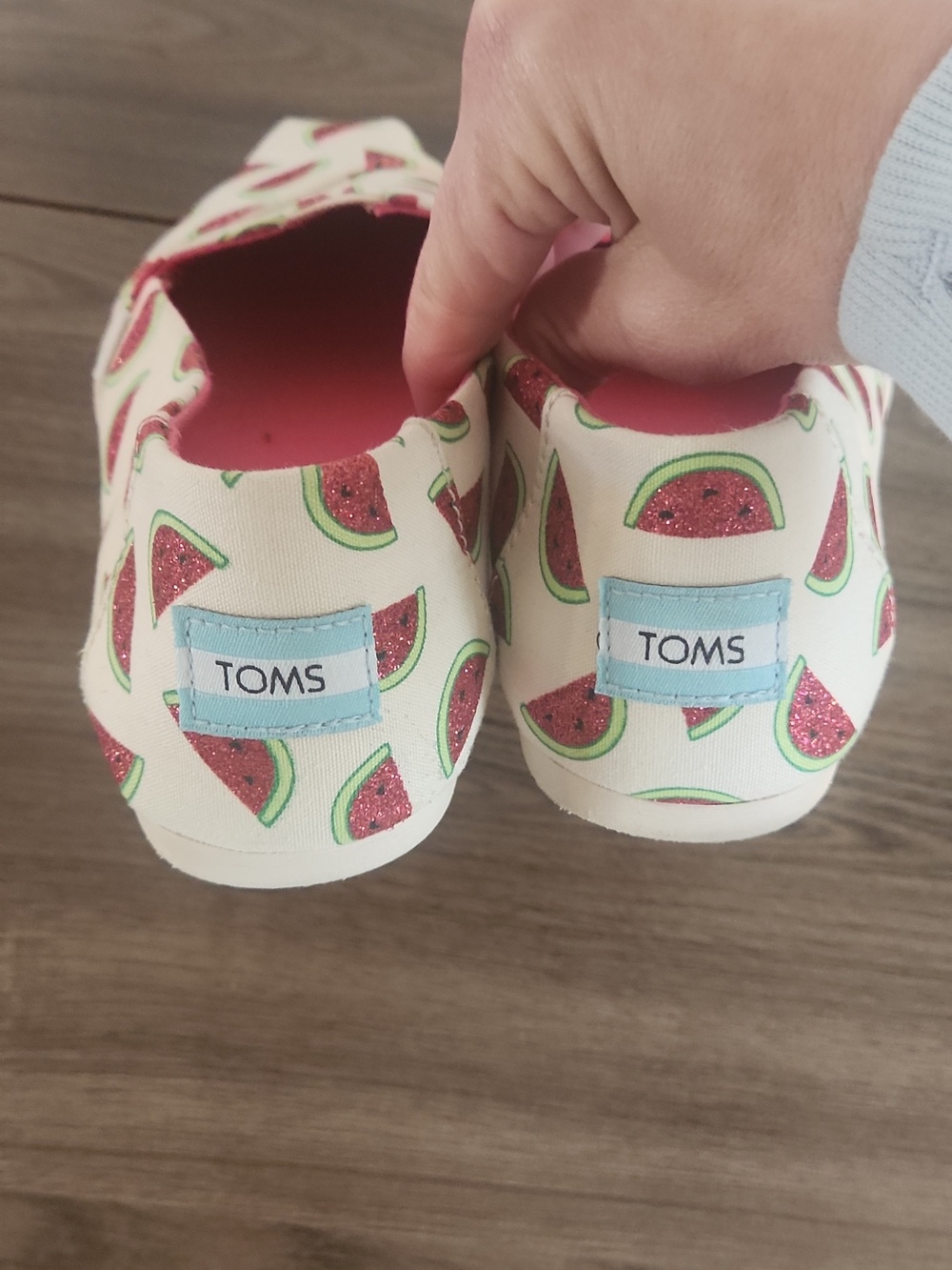 TOMS Watermelon Print Canvas Slip-Ons Size 8 - Picture 3 of 5